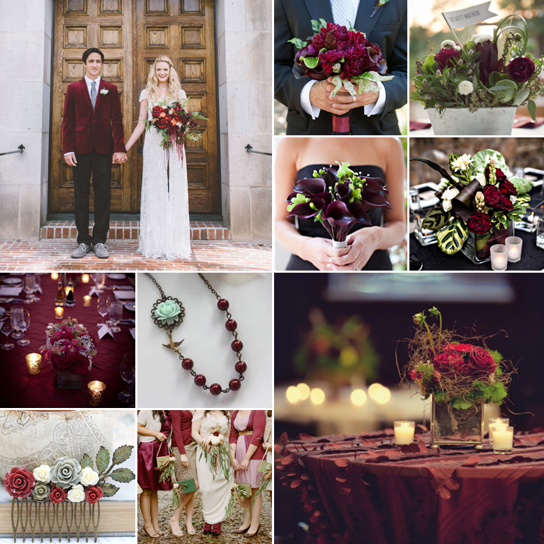 Green and Burgundy Weddings