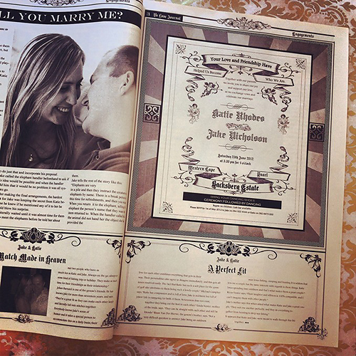 Vintage Wedding Newspaper Invitations and Favours