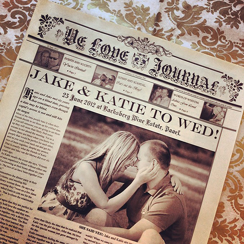 Vintage Wedding Newspaper Invitations and Favours