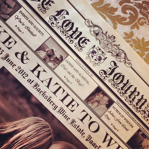 Vintage Wedding Newspaper Invitations and Favours