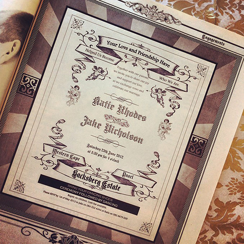 Vintage Wedding Newspaper Invitations and Favours