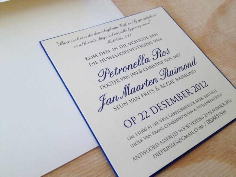 Afrikaans Wording for Wedding Invitations